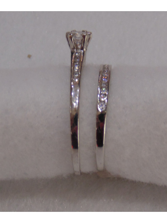 Duo Solitaire et Alliance Oxydes de Zirconium Or 18 carats