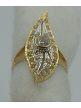 Bague Marquise Oxydes de Zirconium 2 Ors 18 Carats