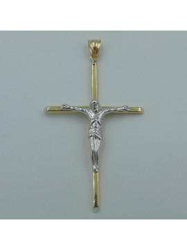 Pendentif Croix Or Jaune et Blanc 18 Carats