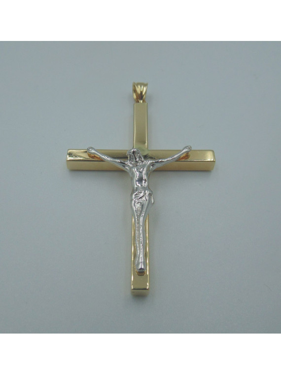 Pendentif Croix Or Jaune et Blanc 18 Carats