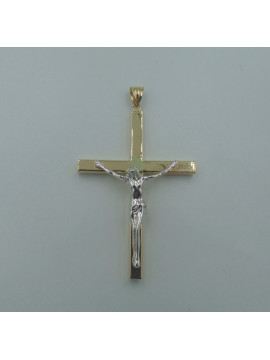 Pendentif Croix Or Jaune et Blanc 18 Carats