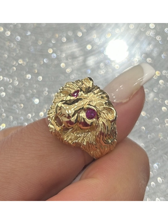 Bague Lion Yeux rouge 