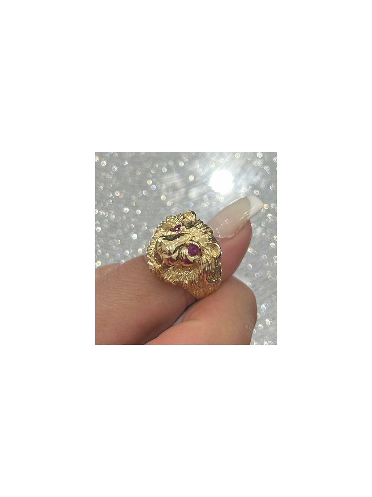 Bague Lion Yeux rouge 