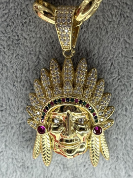 Pendentif Indien or 18 carats et zirconium