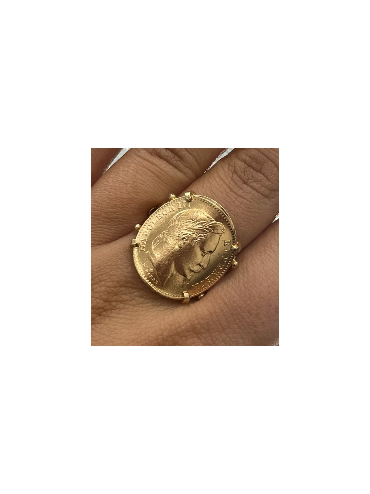 Bague porte pièce enfoncé 20 francs 