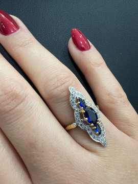 Bague Marquise longue Bleue